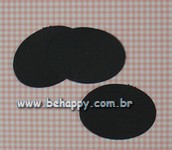 Cartozinho Oval em papelo preto telado
		  <br>Pacote com 50 unidades